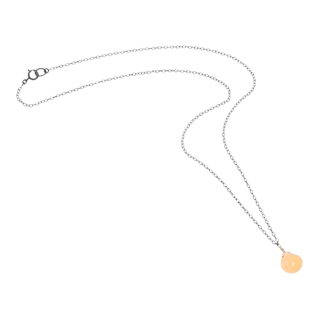 Necklace - Sterling Gemstone Drop (Peach Moonstone) by Foamy Wader