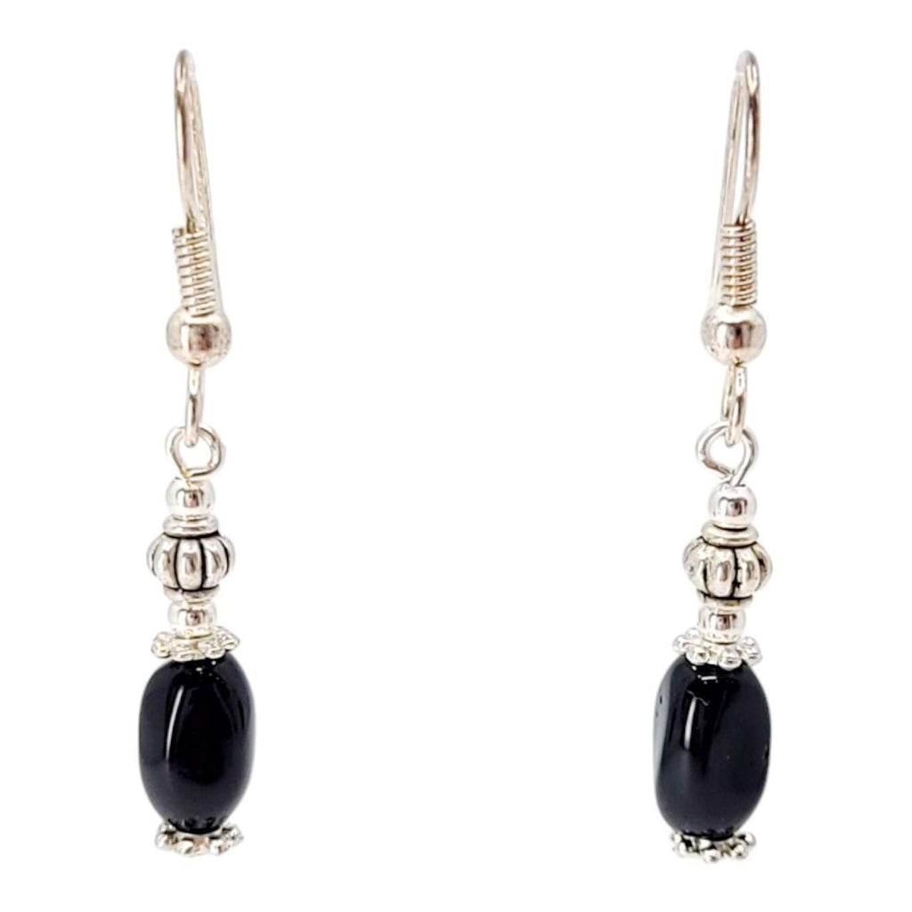 Earrings - Glass Bead Drops (Black) by Tiny Aloha