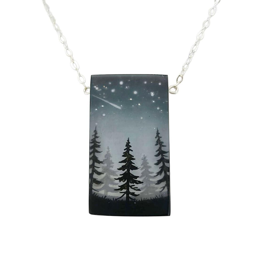 Necklace - Glitter Pines Painted by Fernworks