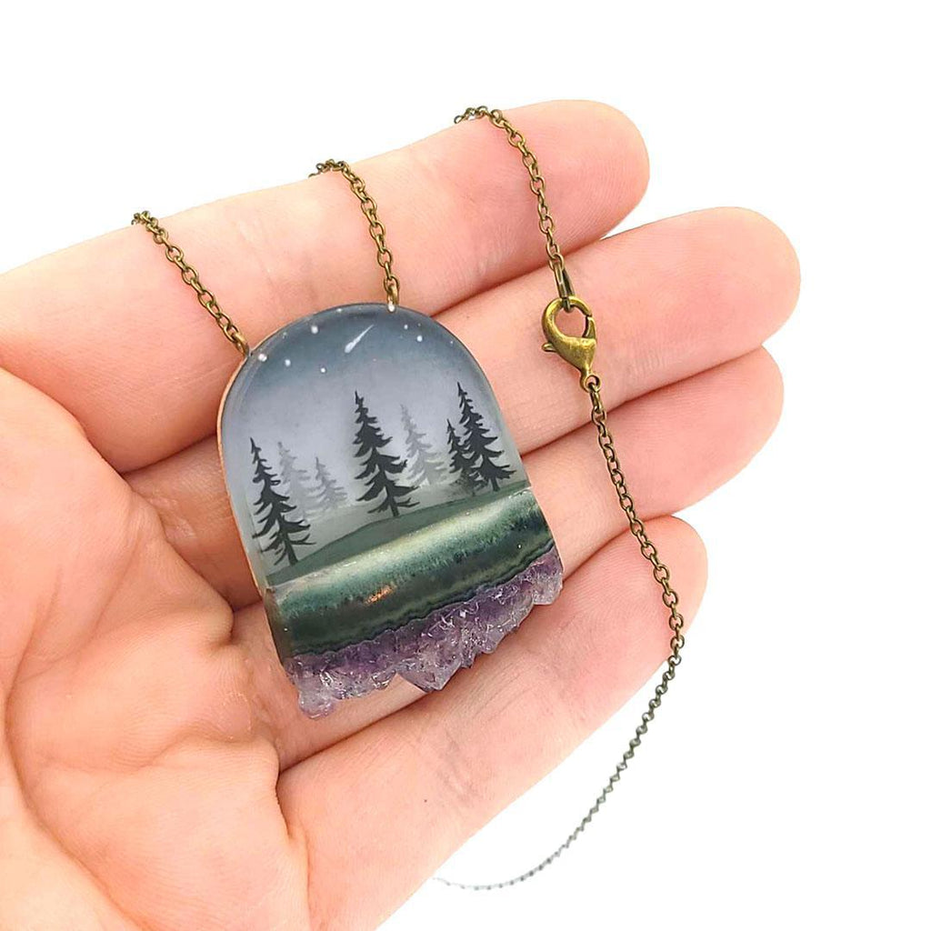 Necklace - Pines Crystal (Amethyst) by Fernworks