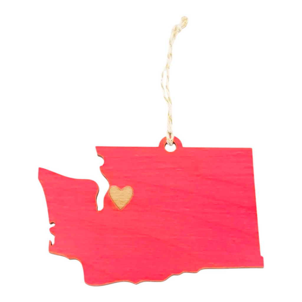 Ornaments - Large - WA State Heart Over Seattle (Assorted Colors) by SnowMade