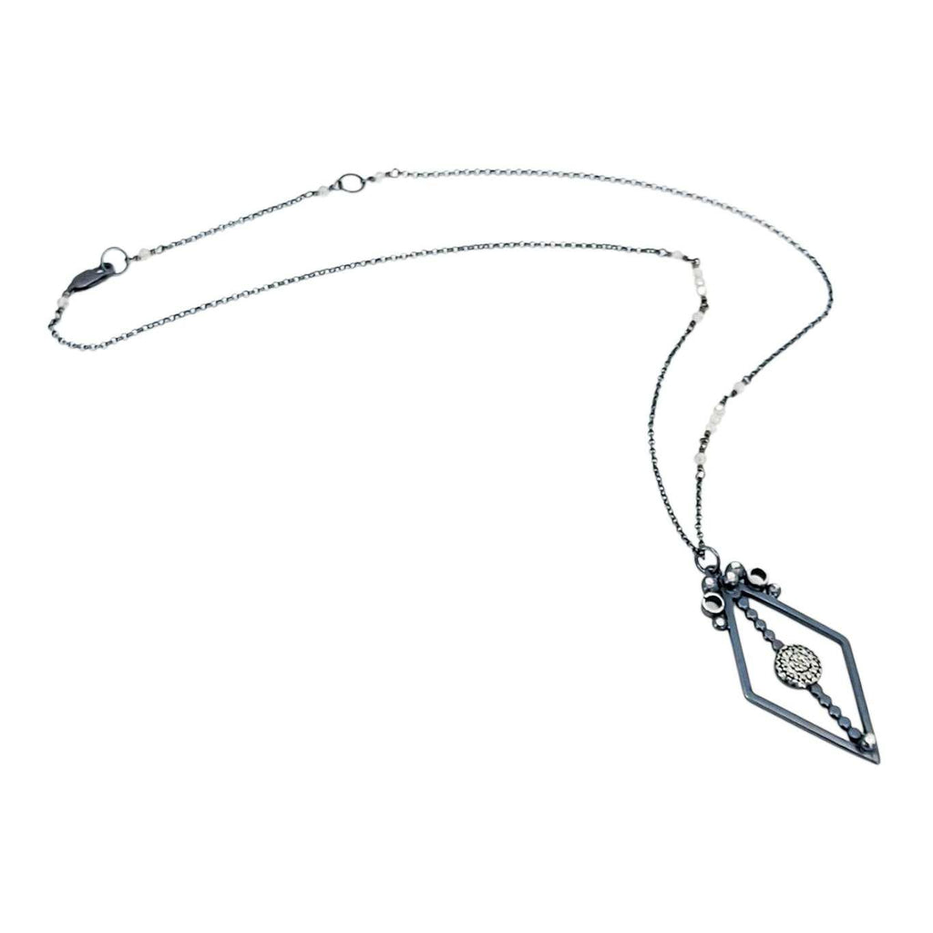 Necklace - Pave Open Frame Diamond Pendant (Sterling Silver, Diamond, Labradorite) by 314 Studio