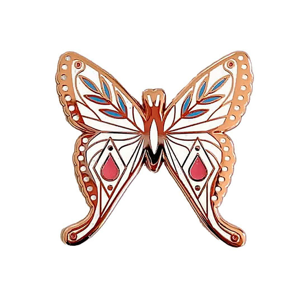 Enamel Pin - White Mid-Century Butterfly by Amber Leaders Designs