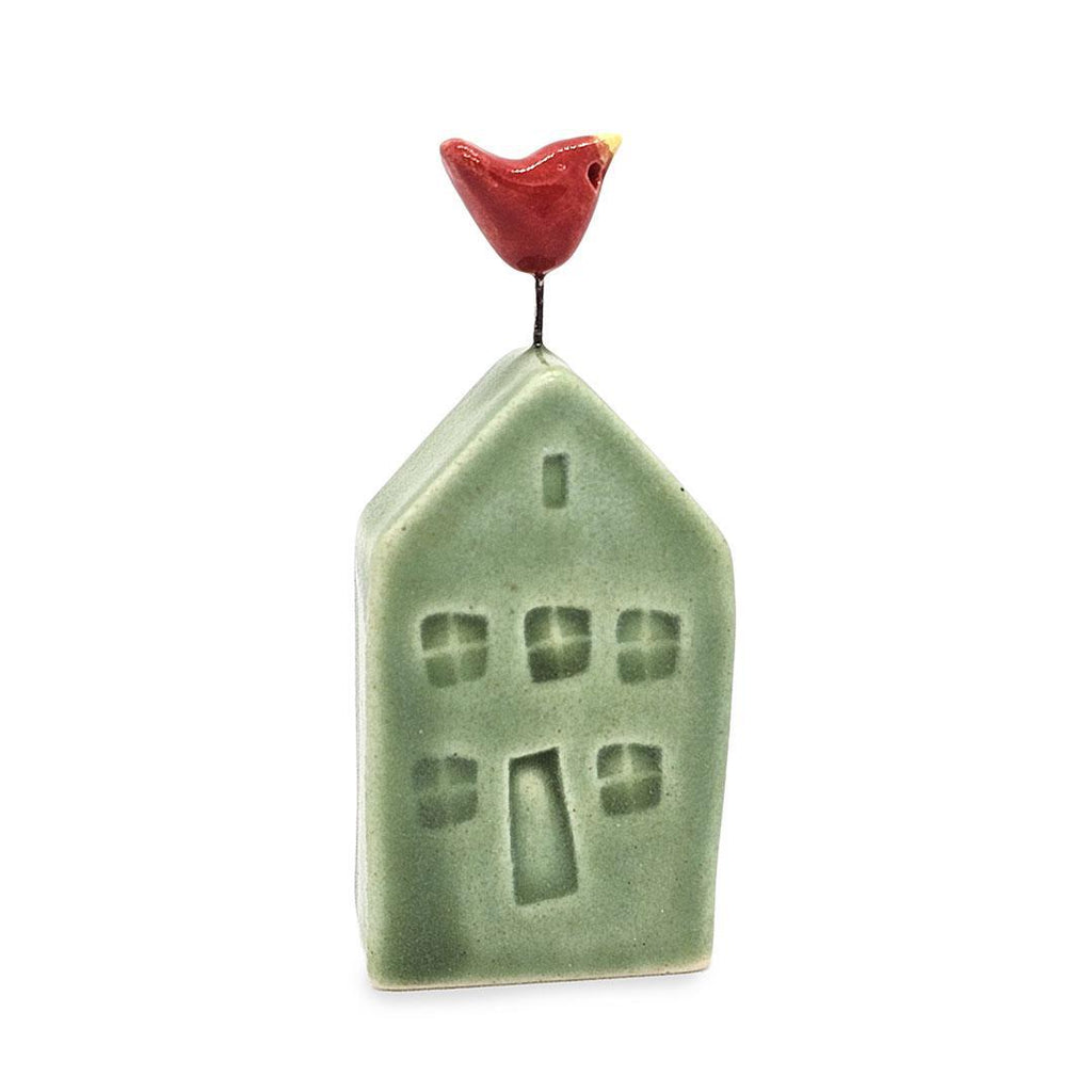 Tiny Pottery House - Grass Green with Bird (Assorted Colors) by Tasha McKelvey