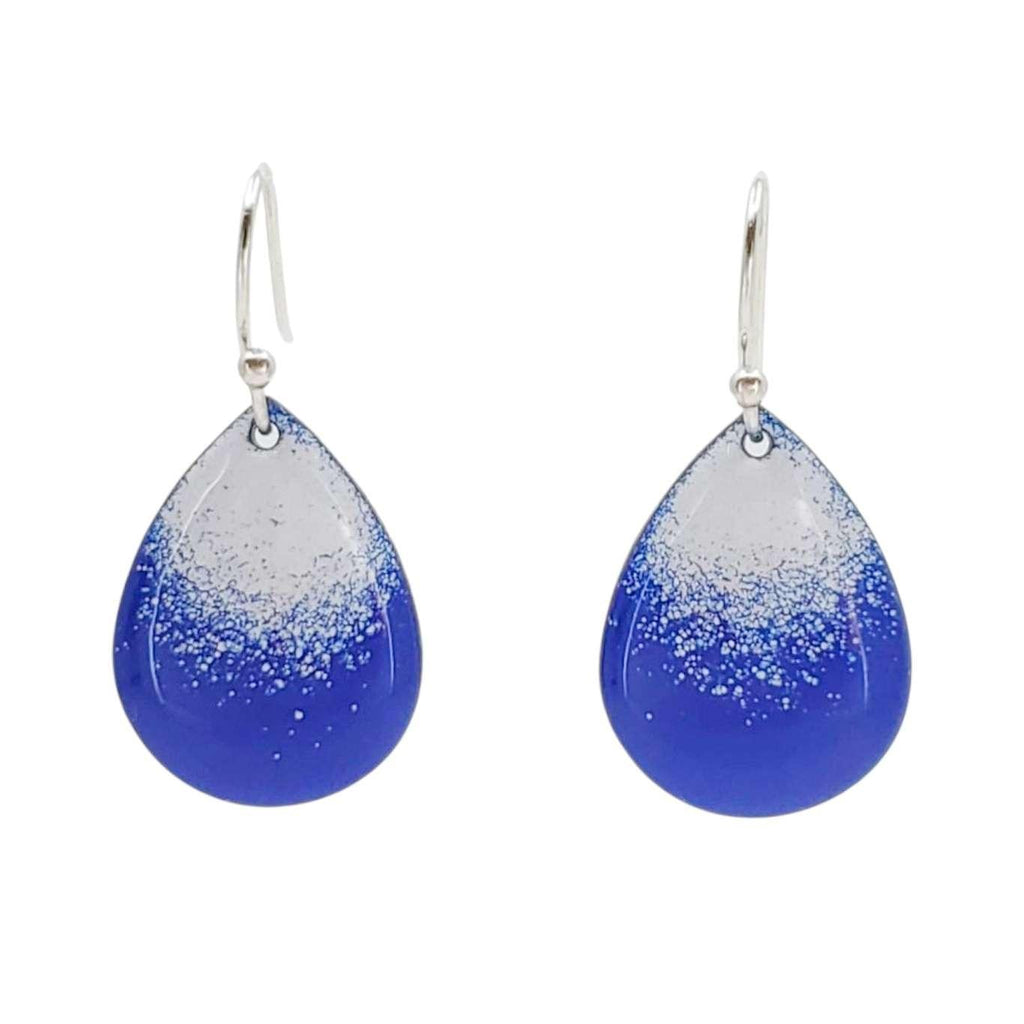 Earrings - Small Teardrop (Ultramarine Blue White Gradient) by Magpie Mouse Studios