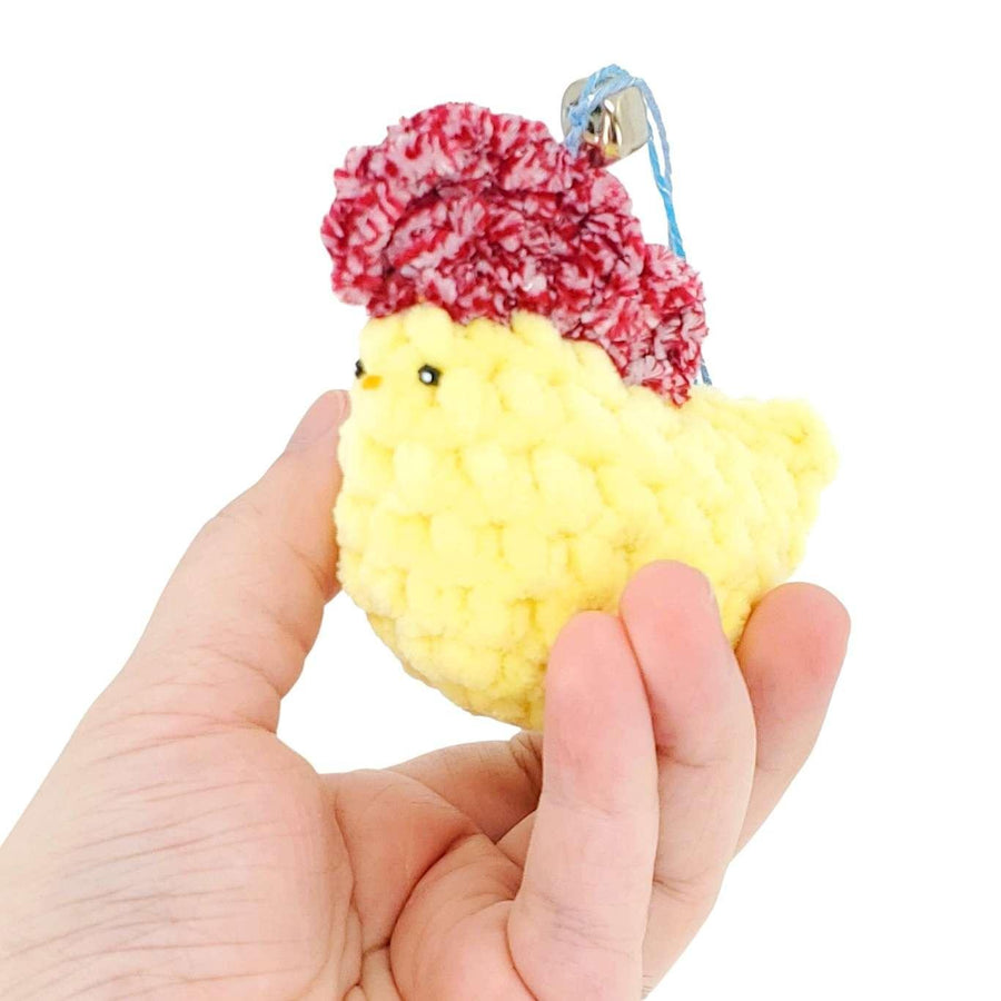 Ornament - Plush Pocket Chicken with Bell (Yellow - Assorted) by Moyo Workshop, image 2 of 9