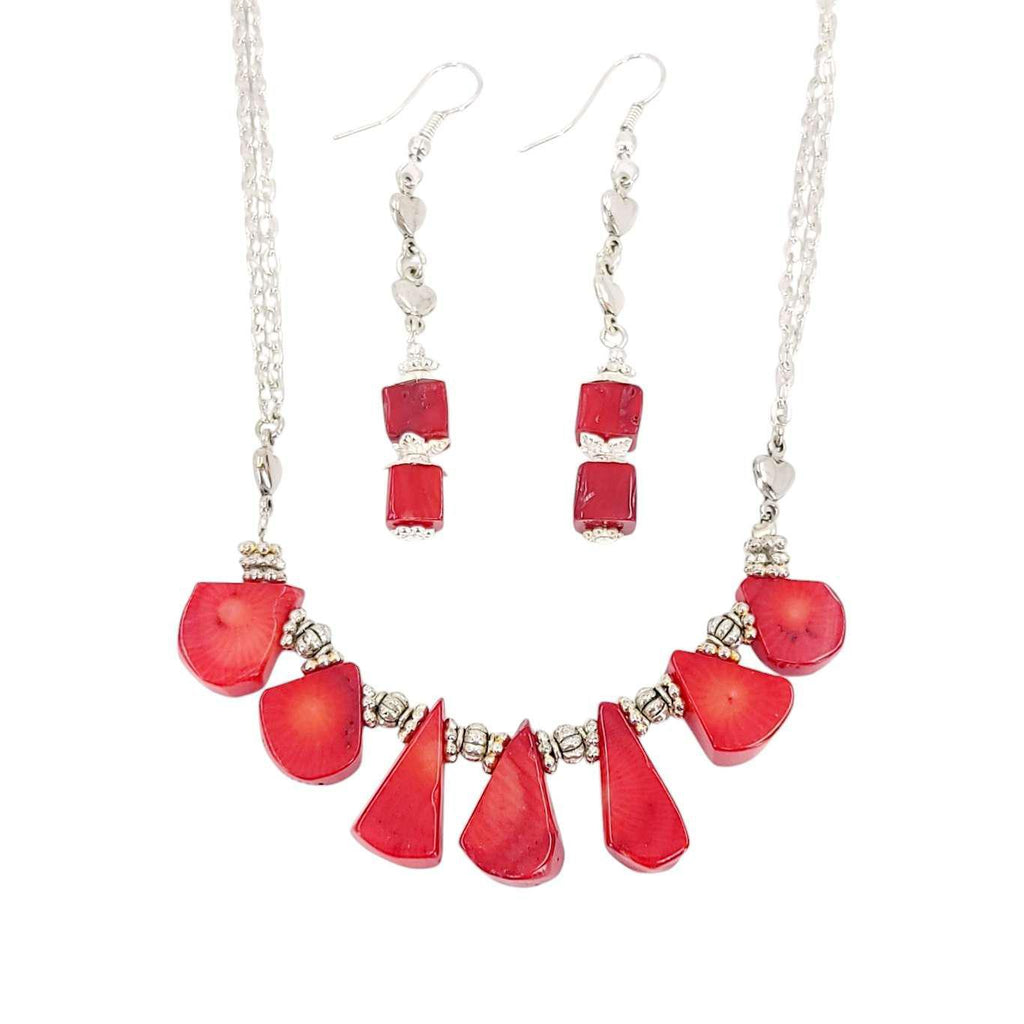 Earrings - Double Cube Drops (Red Coral) by Tiny Aloha