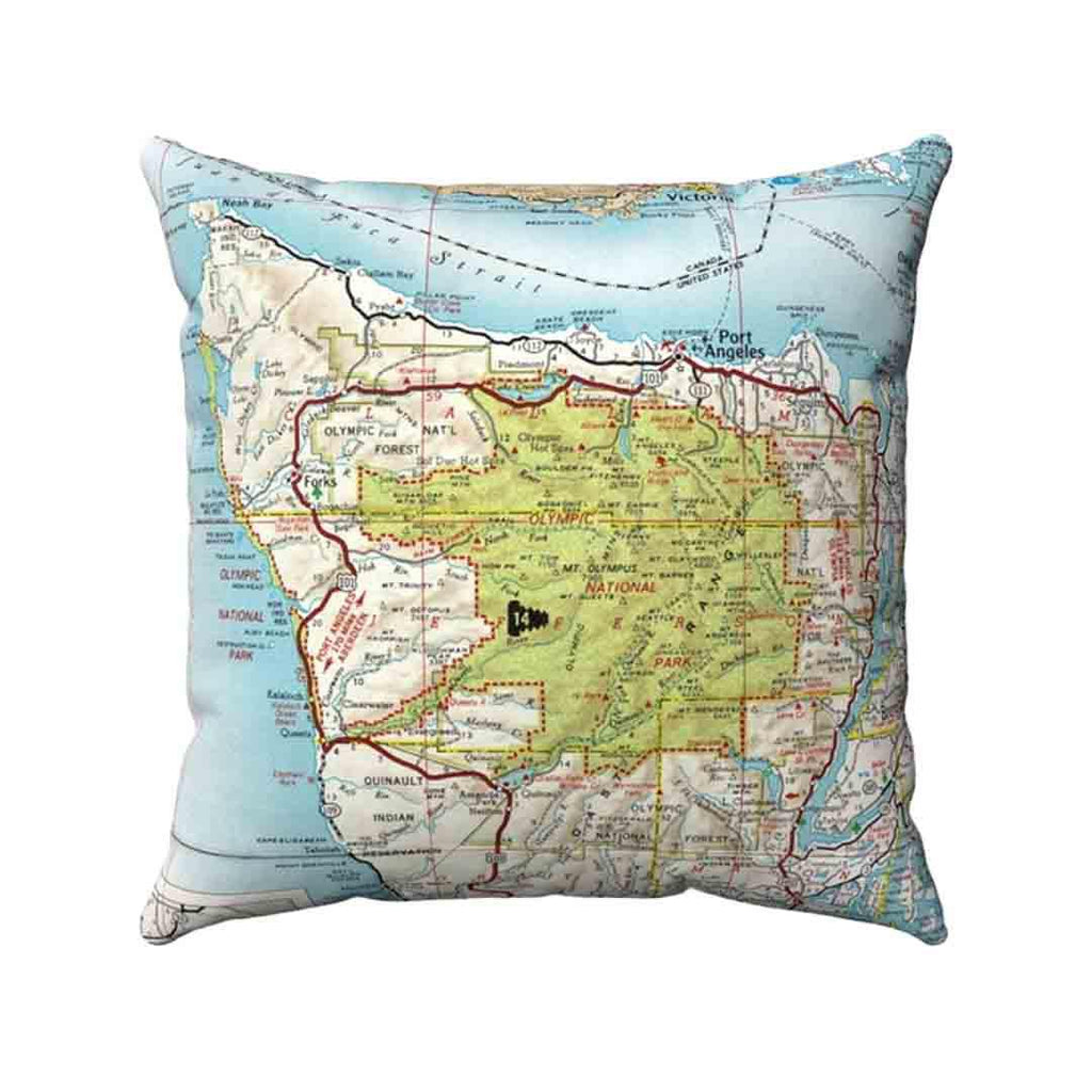 Pillow - Olympic National Park Map by Daisy Mae Designs