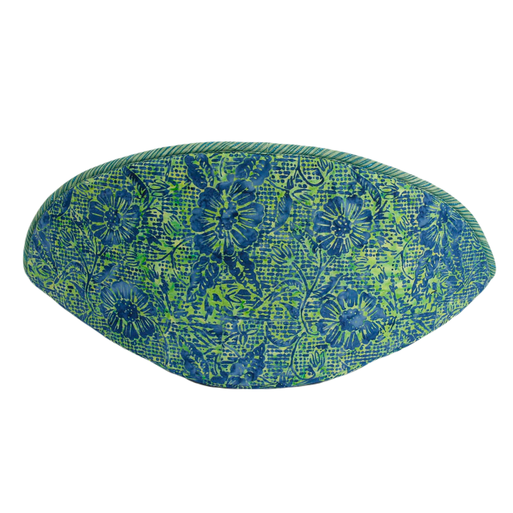 Jumbo The Cat Canoe - Green Blue Batik Floral with Green Burlap Print Lining by The Cat Ball