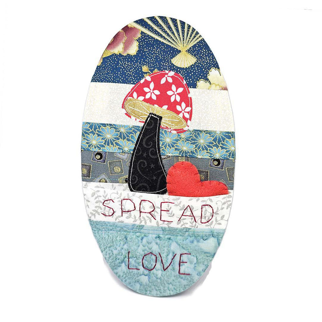 Wall Art - 9x5 - Spread Love with Heart Quilted Hoop Art by World of Whimm