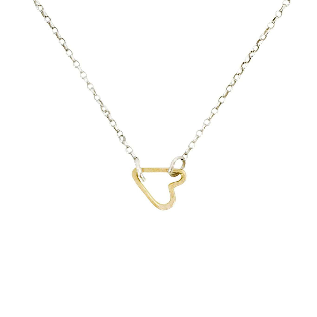 Necklace - Heart Cutout in 14k Yellow Gold with Sterling Silver Chain by Michelle Chang