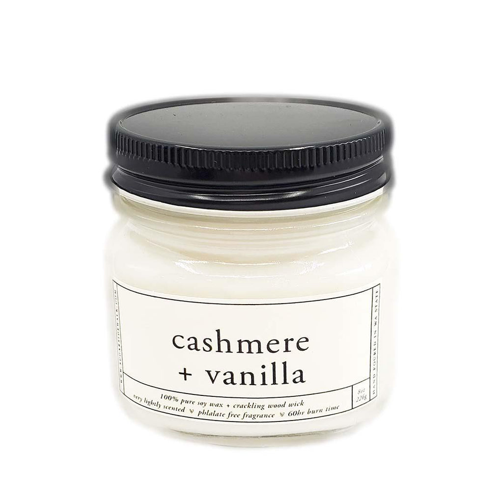 Candles - Cashmere Vanilla Soy Wax Wooden Wick (Asst Sizes) by Sugar Sidewalk