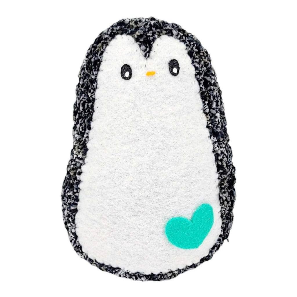 Plush Toy - Extra Large Penguin (Speckled Black with Teal Heart) by Moyo Workshop