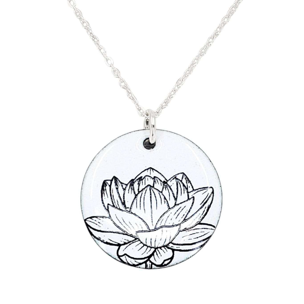 Necklace - Lotus Large Circle (White) by Magpie Mouse Studios