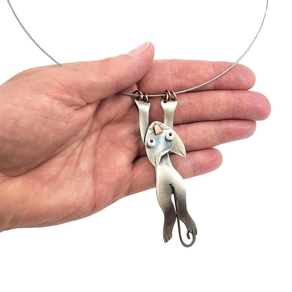 Necklace - Hang in There Cat by Chickenscratch