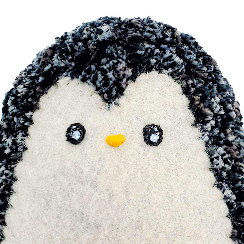 Plush Toy - Large Penguin (Speckled Black and White with Red Heart) by Moyo Workshop