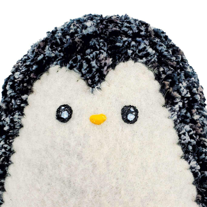 Plush Toy - Large Penguin (Speckled Black and White with Red Heart) by Moyo Workshop
