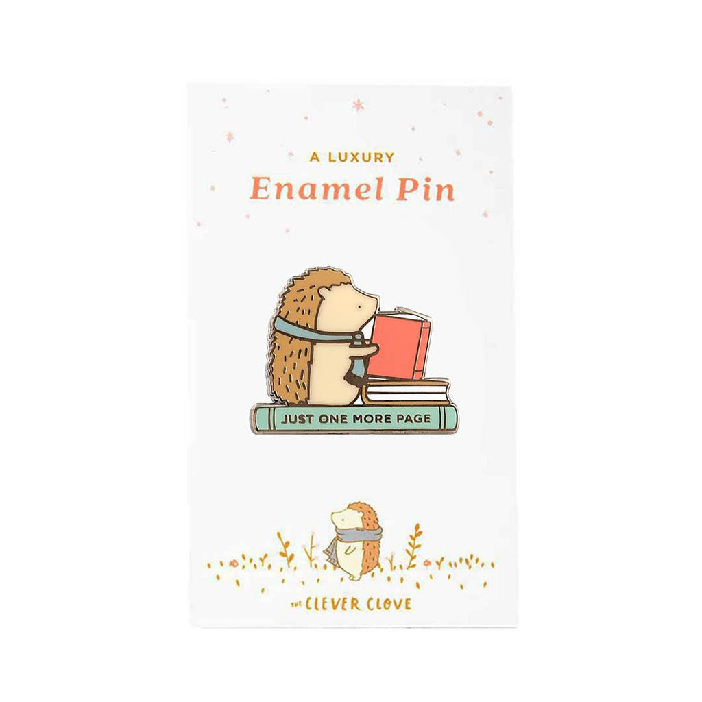 Enamel Pin - Just One More Page Hedgehog by The Clever Clove