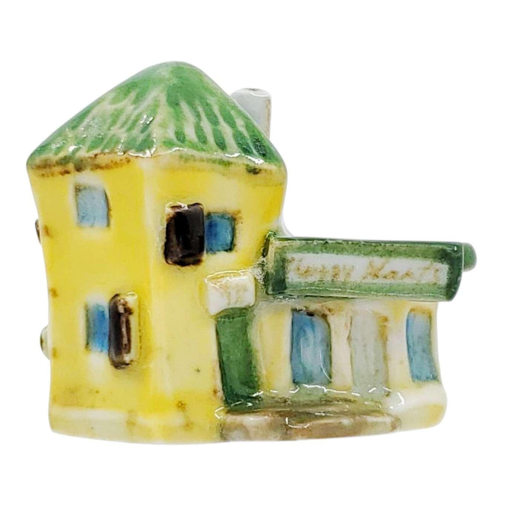 Collectible - Tiny House - Happy Plants (Yellow Walls, Green Door, Green Roof) by Mist Ceramics