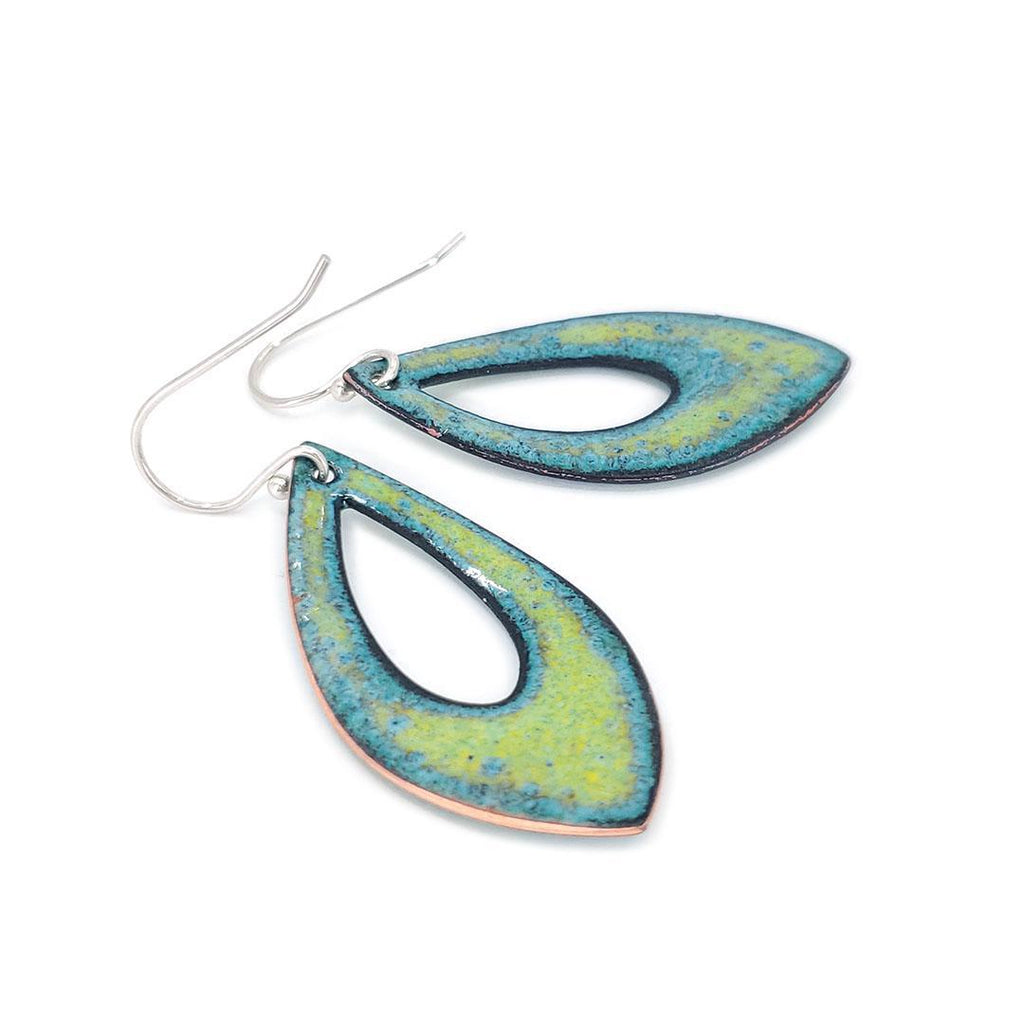 Earrings - Gradient Open Marquise (Green Blue) by Magpie Mouse Studios