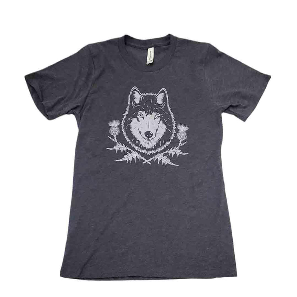 Short Sleeve - Gray Wolf Thistle Crew Neck by Uzura