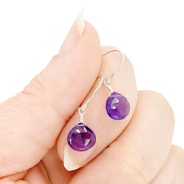 Earrings - Sterling Gemstone Drops (Amethyst) by Foamy Wader