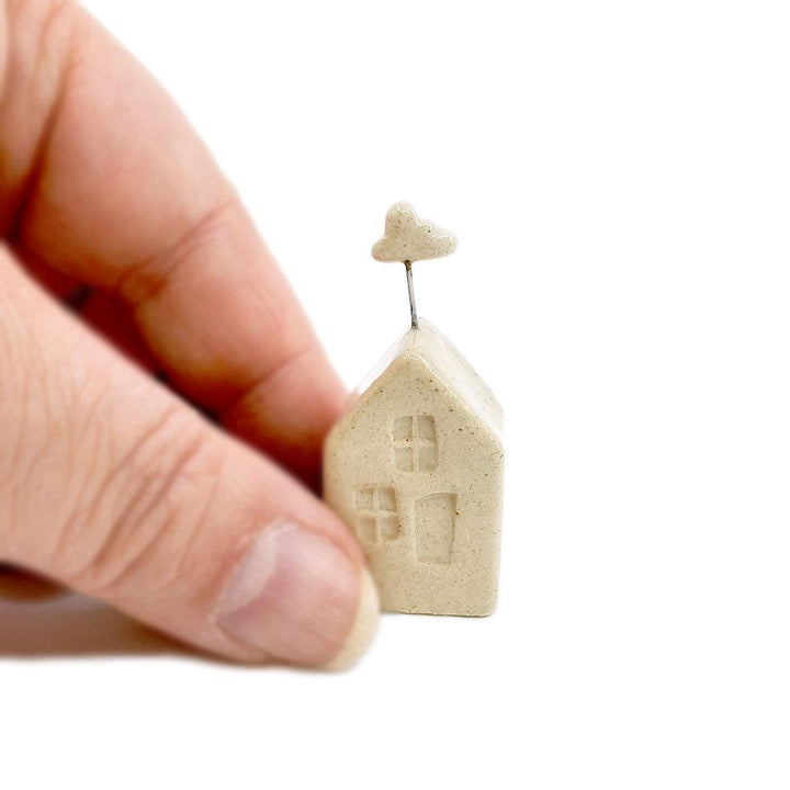 Tiny Pottery House - Sand Beige with Cloud by Tasha McKelvey