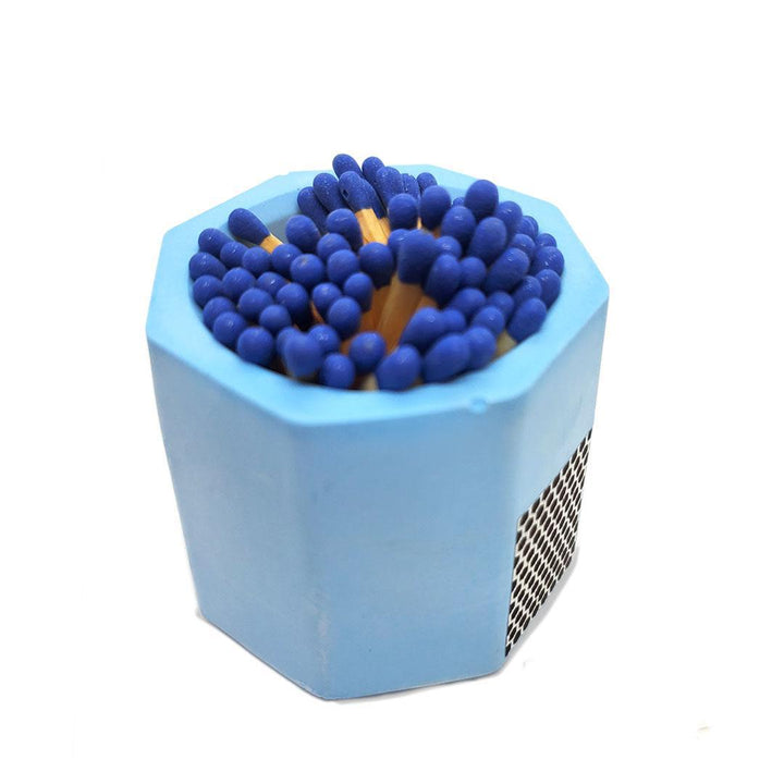 Match Holder - Sky Blue Concrete (Dark Blue Matches) by Tenn Prairie