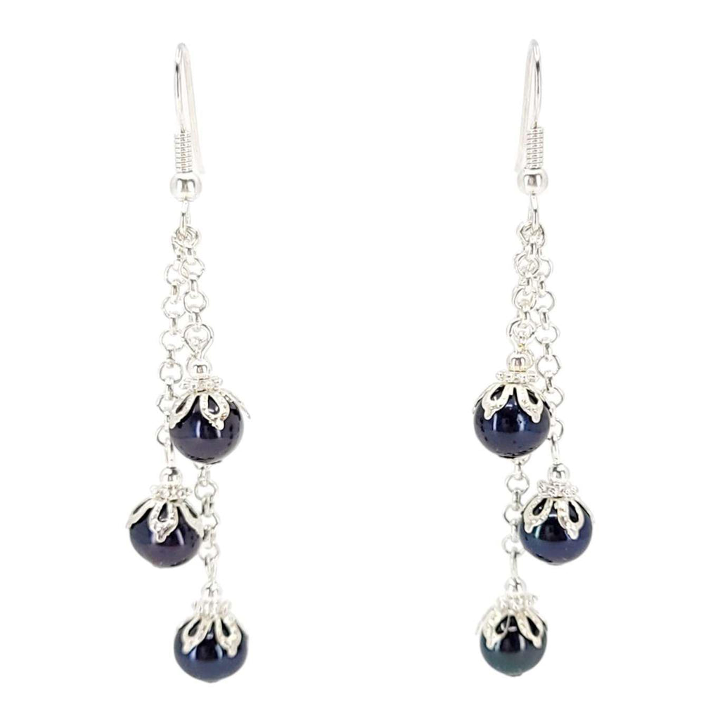 Earrings - Pearl Cascade Drops (Black) by Tiny Aloha