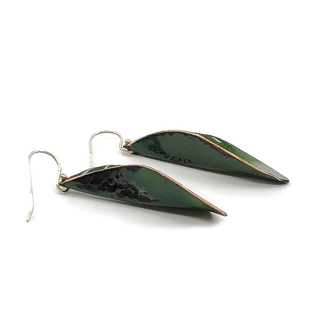 Earrings - Small 3D Leaves (Forest Green) by Magpie Mouse Studios