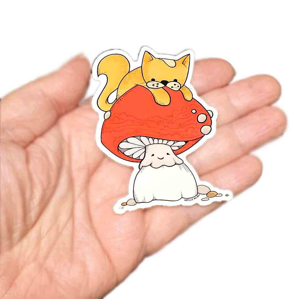 Sticker - Cat on a Mushroom by World of Whimm