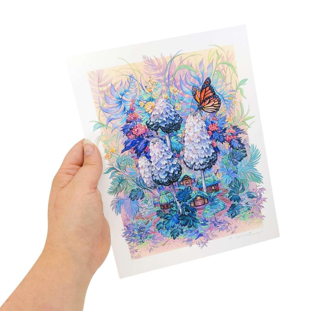 Art Print - 8x10in - Shaggy Inkcaps by Nimasprout