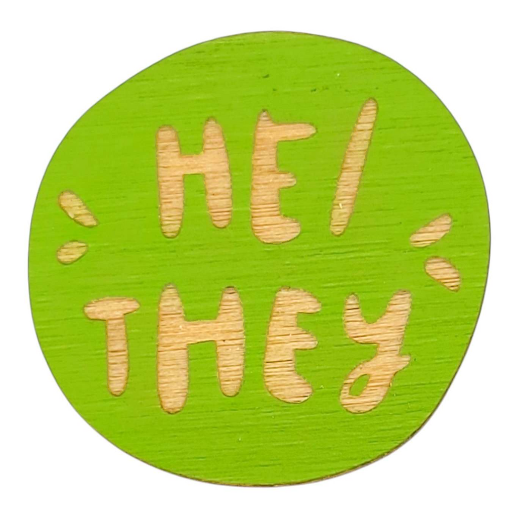 Pronoun Pins - He/They (Assorted Colors) by SnowMade