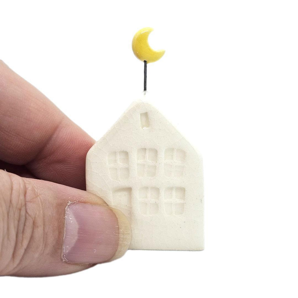 Tiny Pottery House - White with Moon by Tasha McKelvey