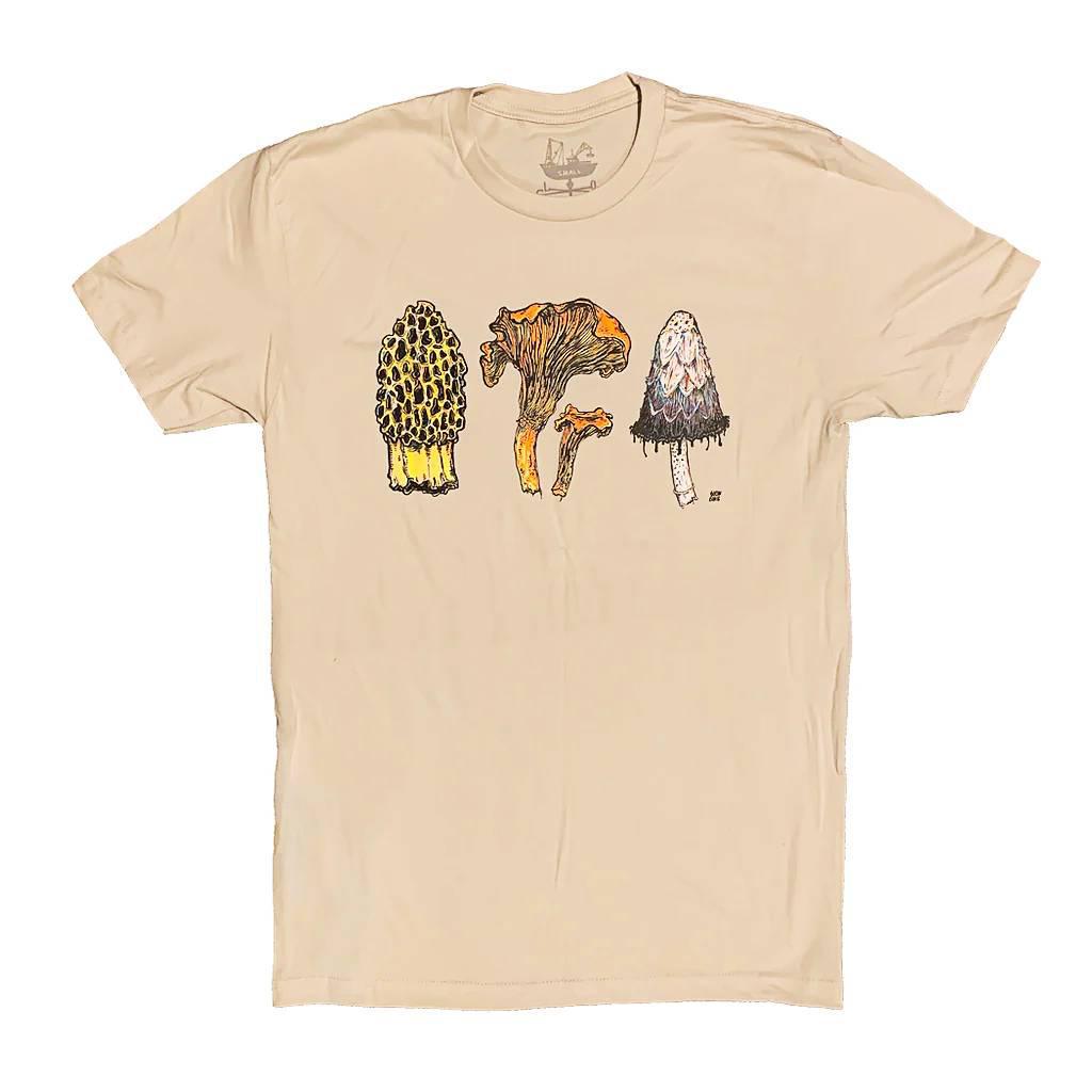 Adult Crew Neck - Mushrooms Sand Beige Tee (S - 2X) by Slow Loris