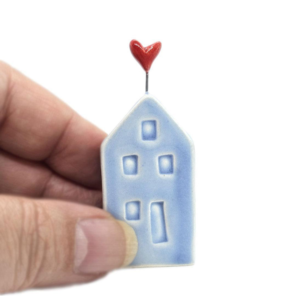 Tiny Pottery House - Light Blue with Heart (Assorted Colors) by Tasha McKelvey