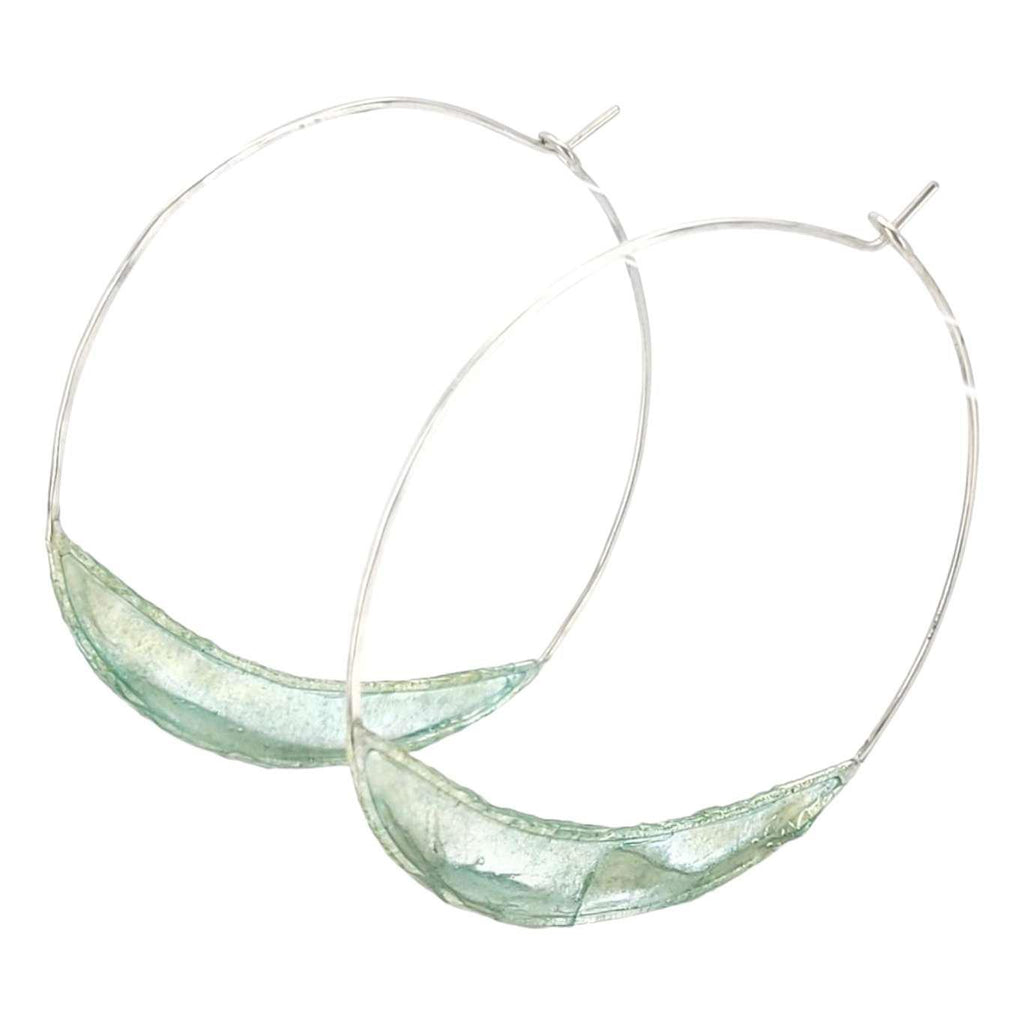 Earrings - Large Paper Bridge Silver Hoops (Cerulean) by Verso