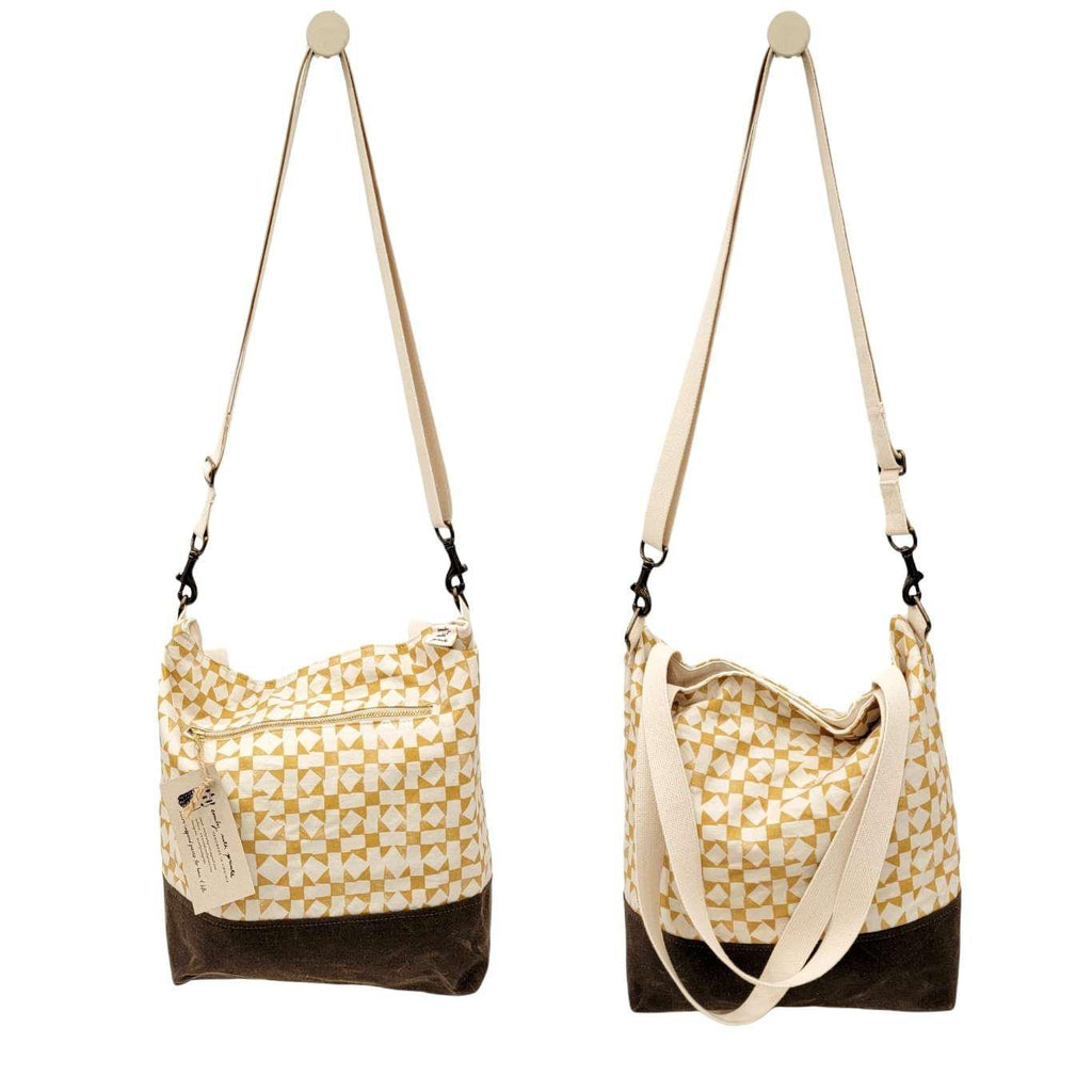 Bag - Convertible Cross-Body Tote in Quilt (Cream and Mustard) by Emily Ruth