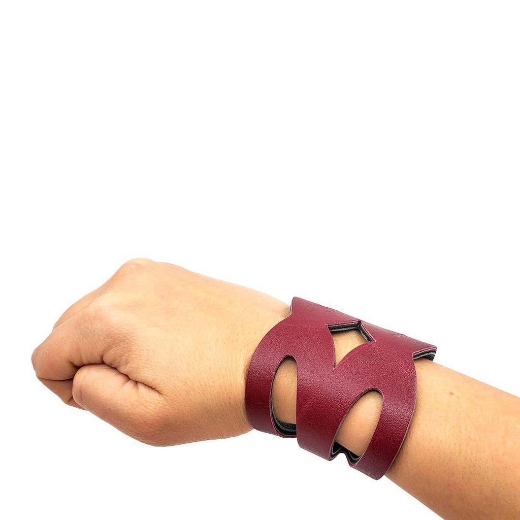 Cuff - Valentine Reversible (Cranberry Red & Teal Lake) by Oliotto