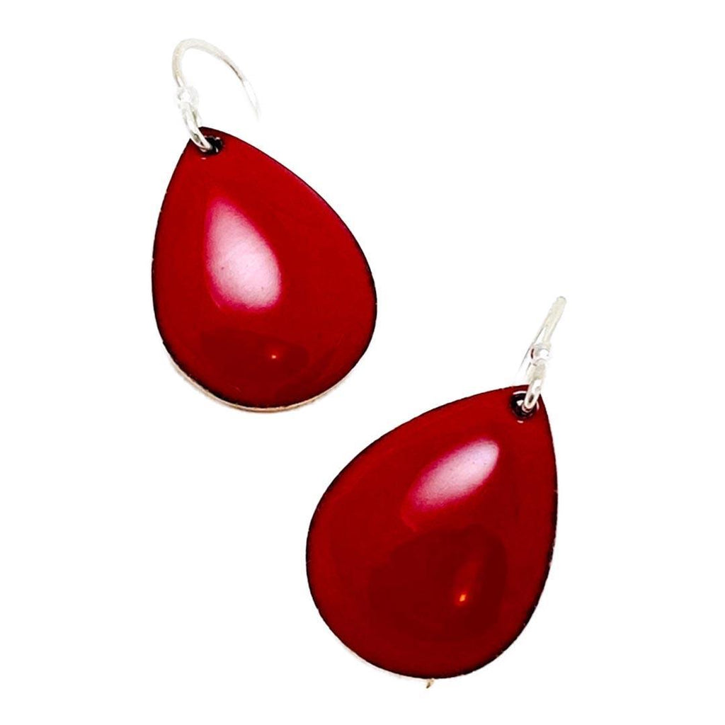 Earrings - Small Teardrop (Red) by Magpie Mouse Studios