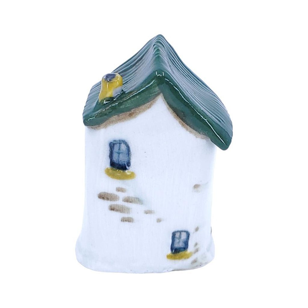 Tiny House - White House Yellow Door Green Roof by Mist Ceramics