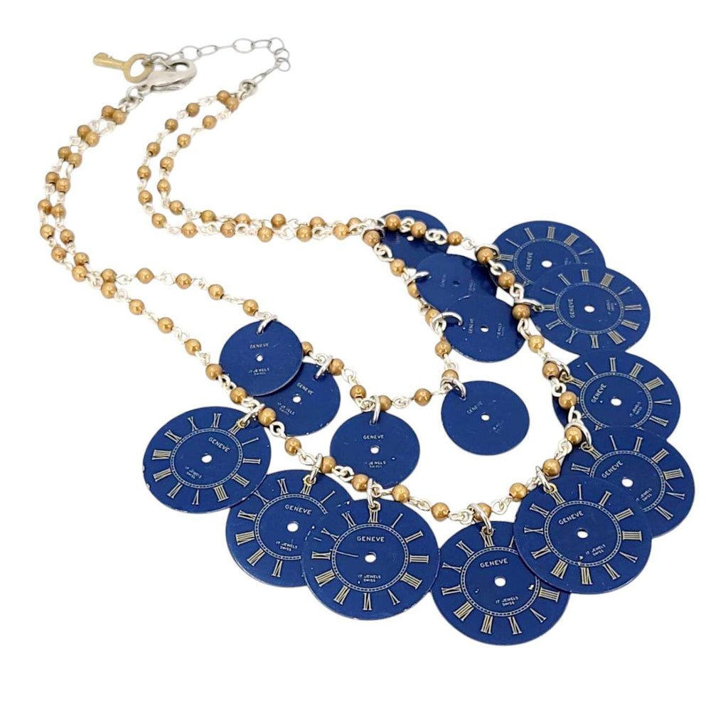 Necklace - 2 Strand Watch Dials (Blue) by Christine Stoll