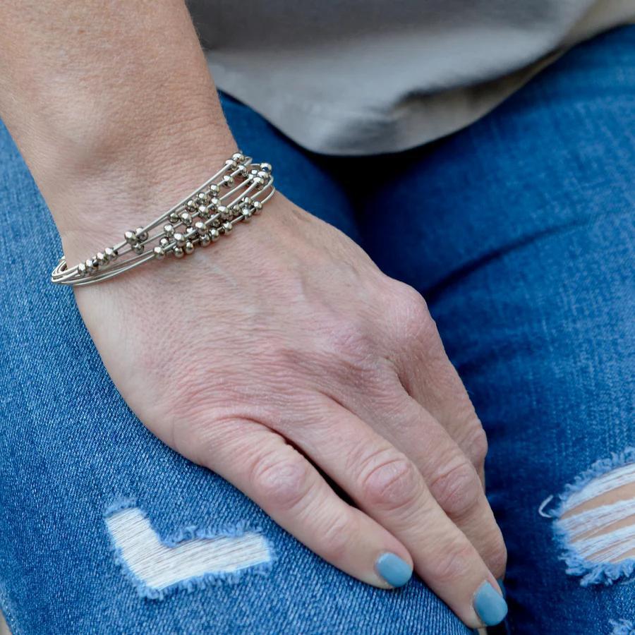 Bracelet - Fidget Bangle (Silver) (M or L) by High Strung Studios