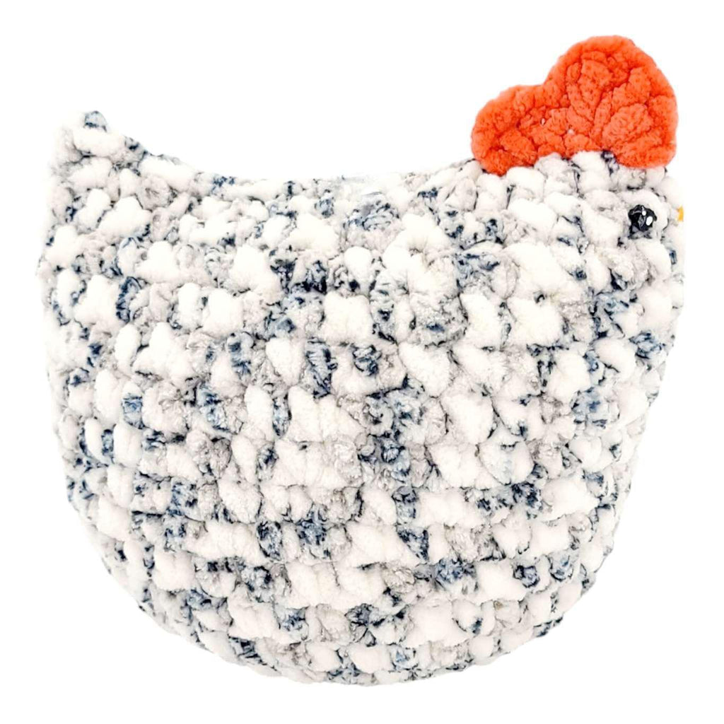 Plush Toy - Medium Chicken (Speckled White with Aqua Heart) by Moyo Workshop