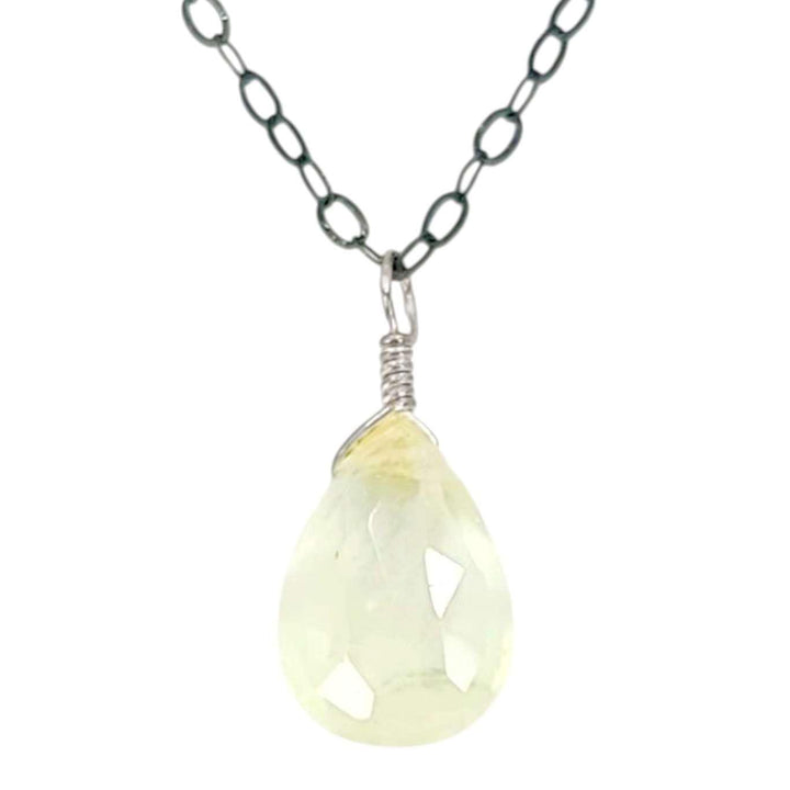Necklace - Sterling Gemstone Drop (Prehnite) by Foamy Wader