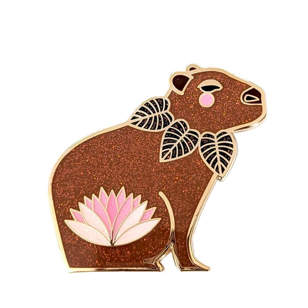 Enamel Pin - Capybara with Glitter by Amber Leaders Designs