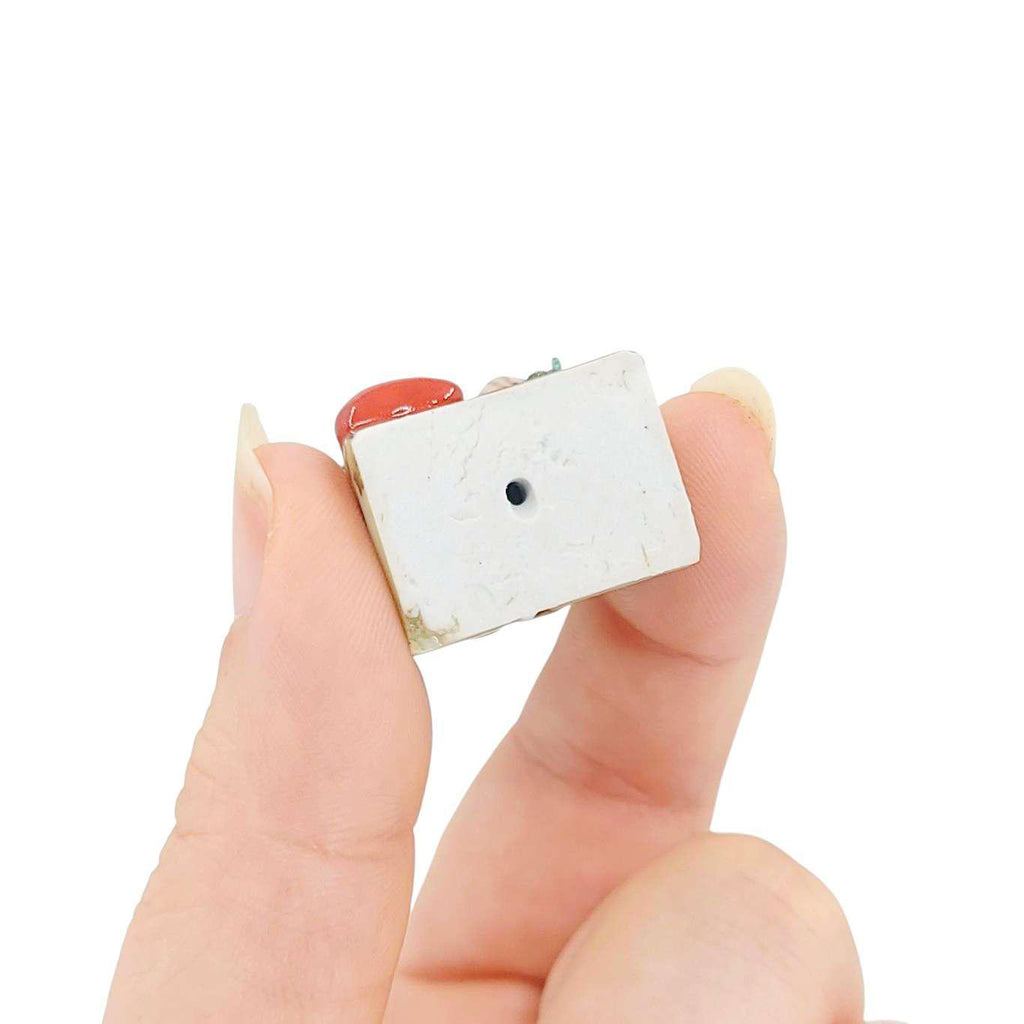 Collectible - Tiny House - Plants (White Walls, Green Roof, Brown Door) by Mist Ceramics