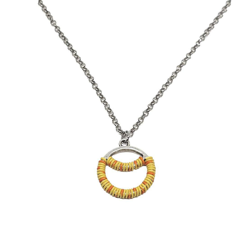 Necklace - Sunrise Circle - Sunny Yellow Communication Wire by XV Studios