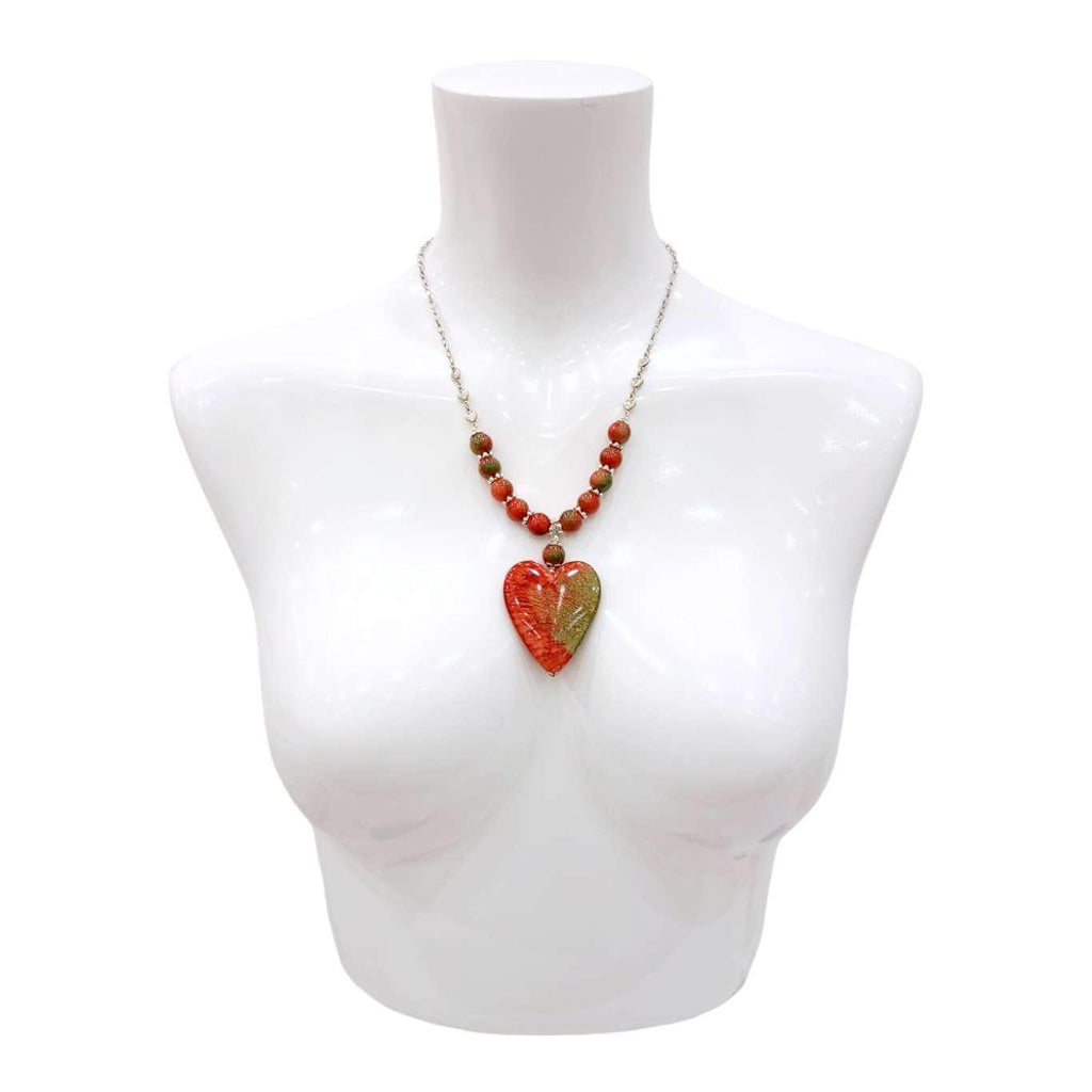 Necklace - Ceramic Heart (Red and Green) by Tiny Aloha