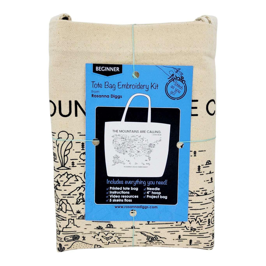 Embroidery Kit - The Mountains are Calling Tote Bag by By Hand Craft Co